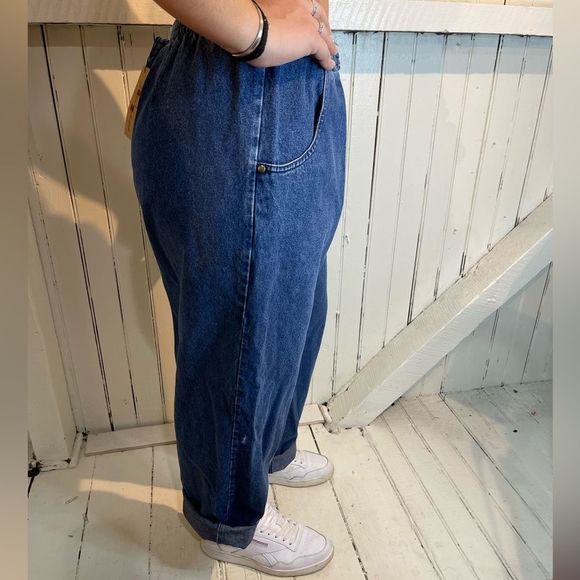 Vintage Blair Medium Petite Wide Leg Mom Jeans Elastic Waist - Picture 3 of 11